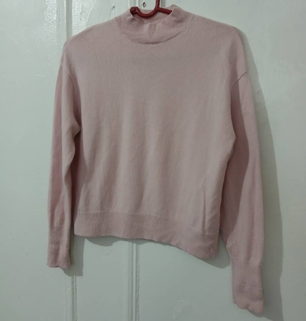 Everlane womens small light pink 100% cashmere sweater boxy mockneck cropped
